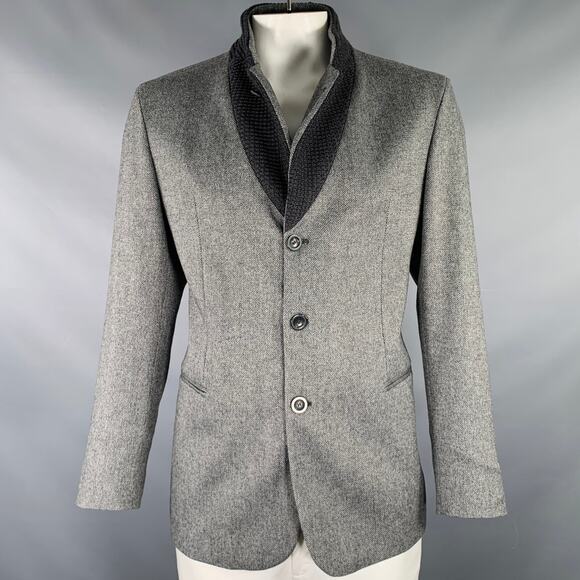 EMPORIO ARMANI Size 46 Grey Black Wool Blend Notch Lapel Sport Coat - Picture 1 of 7